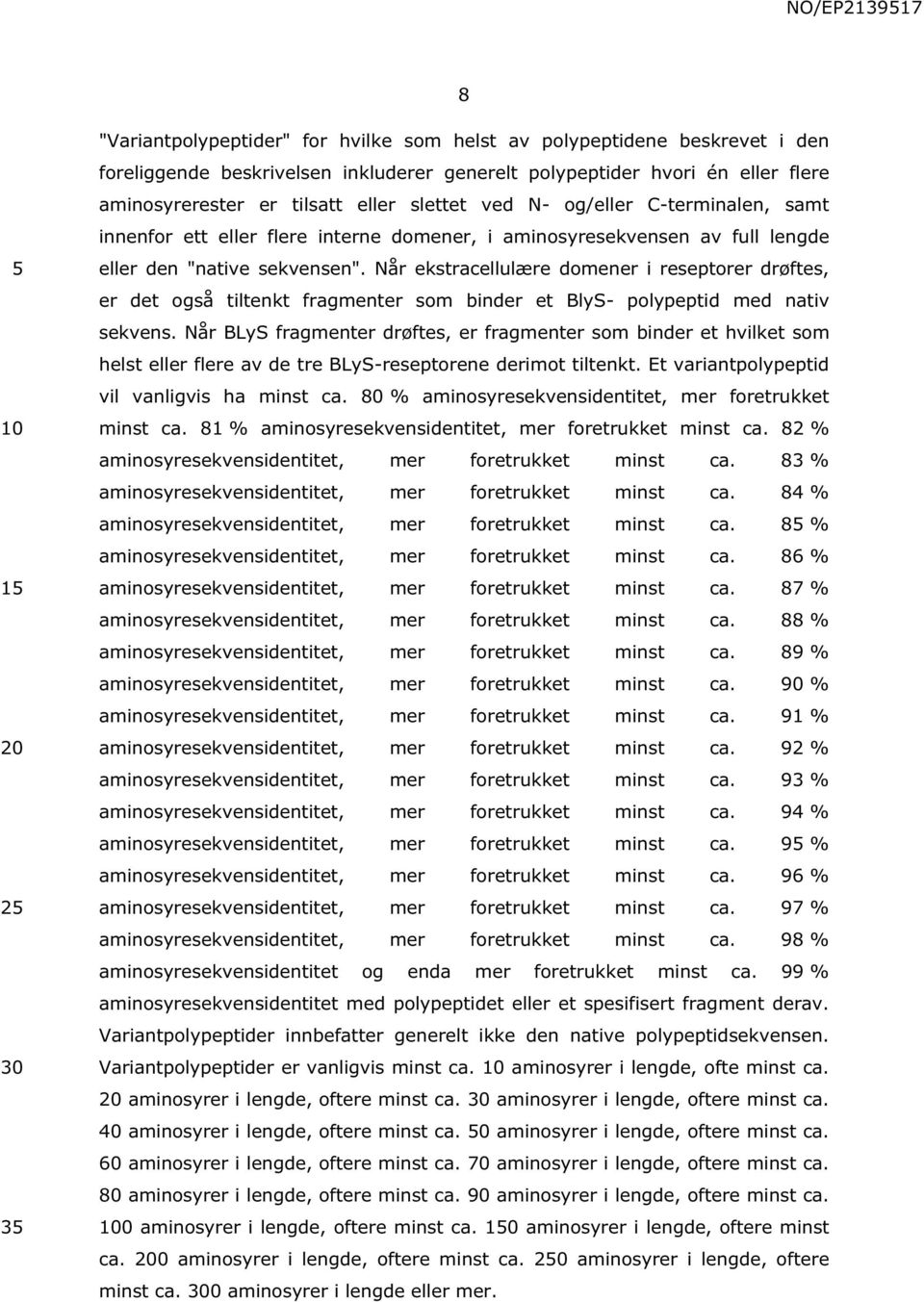 Når ekstracellulære domener i reseptorer drøftes, er det også tiltenkt fragmenter som binder et BlyS- polypeptid med nativ sekvens.