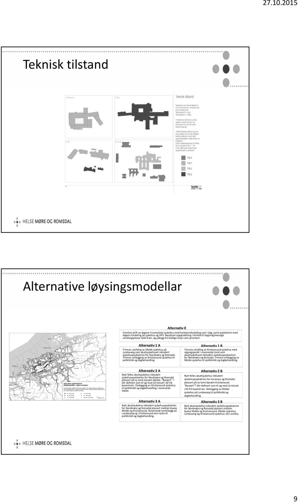 Alternativ 1 A Trinnvis utvikling av Molde sjukehus på Lundavang som akuttsjukehuset inkludert sjukehuspsykiatrien for Nordmøre og Romsdal.