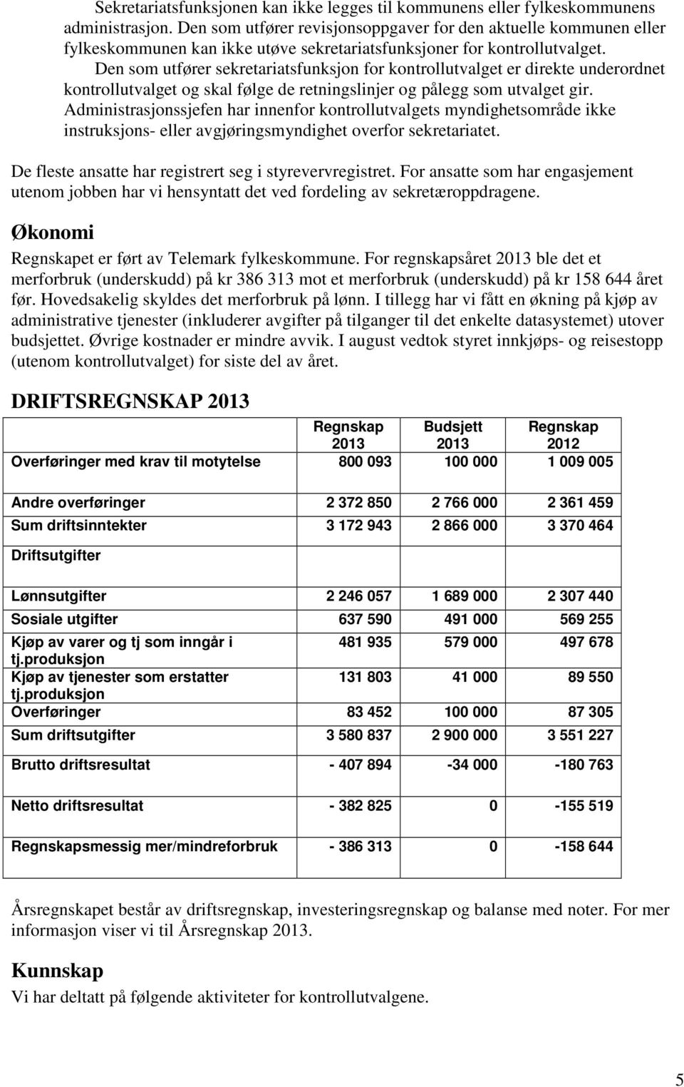 Den som utfører sekretariatsfunksjon for kontrollutvalget er direkte underordnet kontrollutvalget og skal følge de retningslinjer og pålegg som utvalget gir.