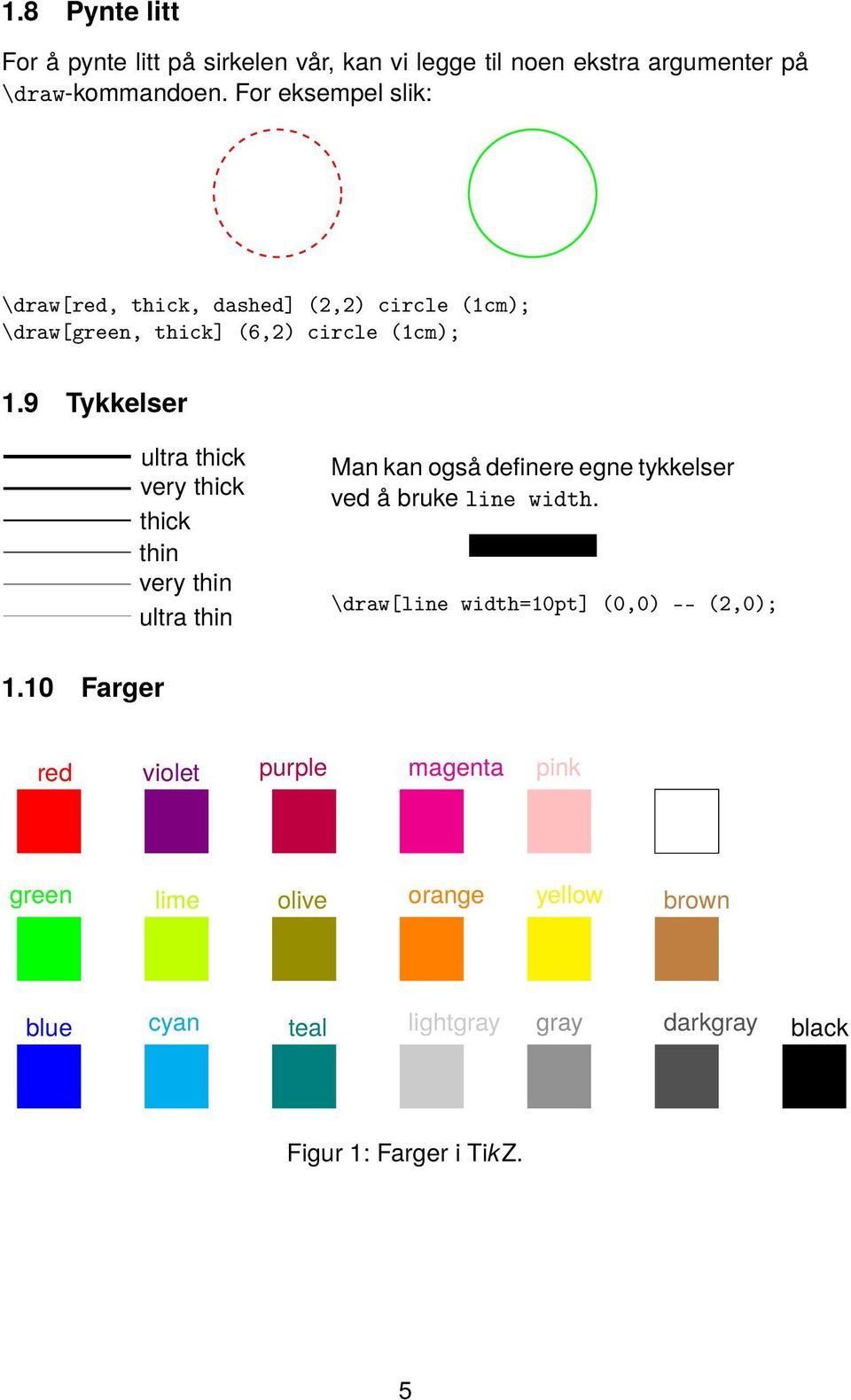 9 Tykkelser ultra thick very thick thick thin very thin ultra thin Man kan også definere egne tykkelser ved å bruke line width.