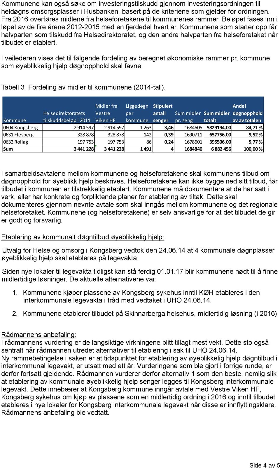 Kommunene som starter opp får halvparten som tilskudd fra Helsedirektoratet, og den andre halvparten fra helseforetaket når tilbudet er etablert.