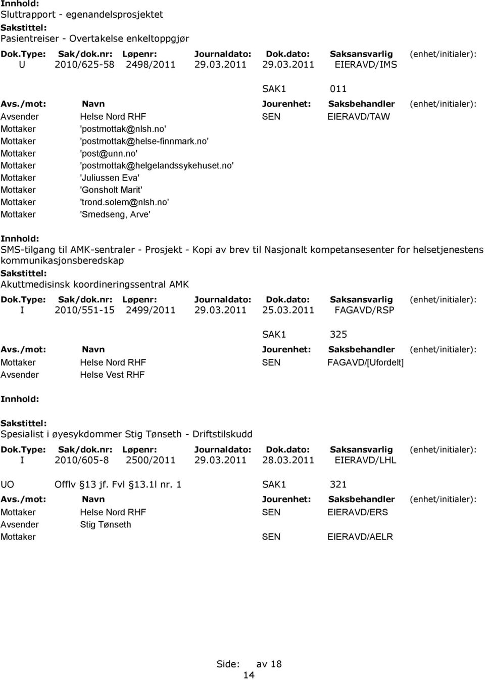 no' 'Smedseng, Arve' SMS-tilgang til AMK-sentraler - Prosjekt - Kopi av brev til Nasjonalt kompetansesenter for helsetjenestens kommunikasjonsberedskap Akuttmedisinsk koordineringssentral AMK I