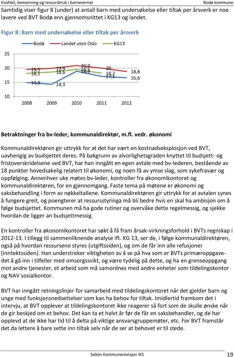 Betraktninger fra bv-leder, kommunaldirektør, m.fl. vedr. økonomi Kommunaldirektøren gir uttrykk for at det har vært en kostnadseksplosjon ved BVT, uavhengig av budsjettet deres.