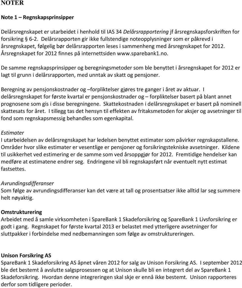 Årsregnskapet for 2012 finnes på internettsiden www.sparebank1.no.