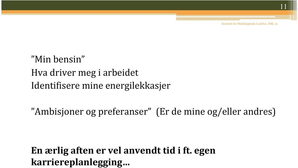 energilekkasjer Ambisjoner og preferanser (Er de mine