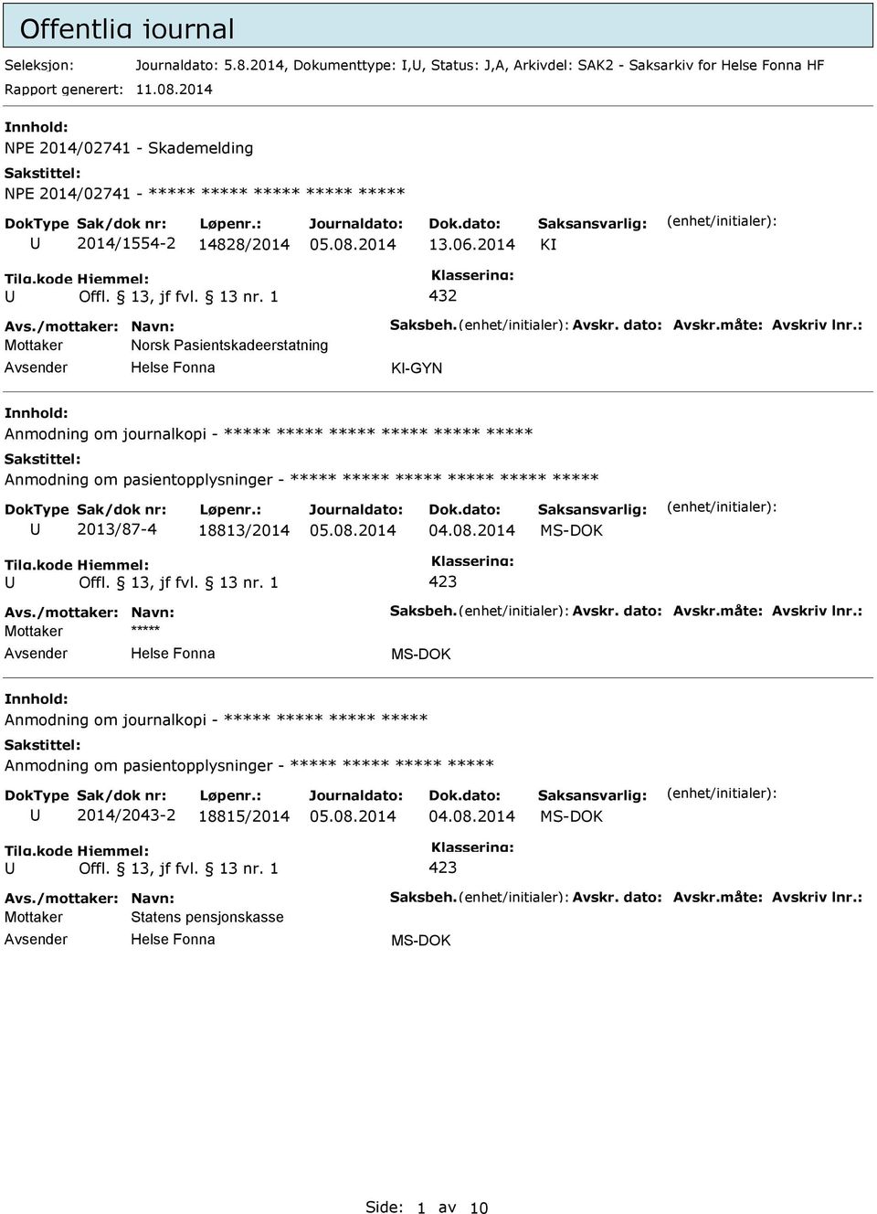 2014 NE 2014/02741 - Skademelding NE 2014/02741 - ***** ***** ***** ***** ***** 2014/1554-2