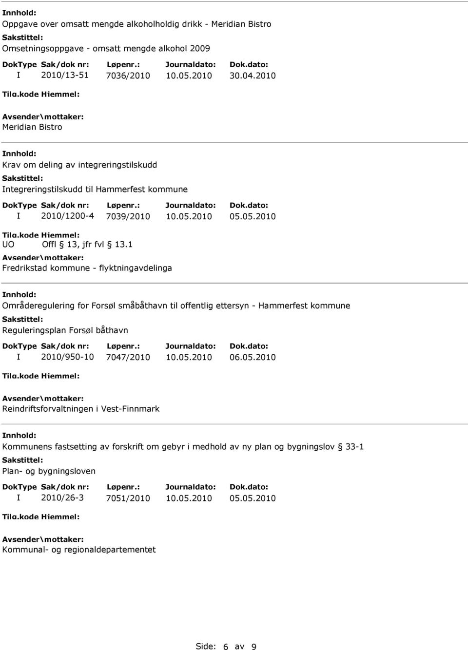 05.2010 Fredrikstad kommune - flyktningavdelinga nnhold: Områderegulering for Forsøl småbåthavn til offentlig ettersyn - Hammerfest kommune Reguleringsplan Forsøl båthavn