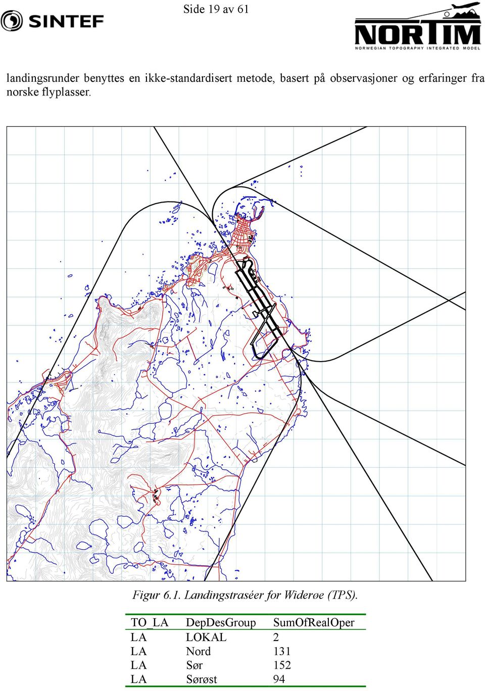 flyplasser. Figur 6.1. Landingstraséer for Widerøe (TPS).