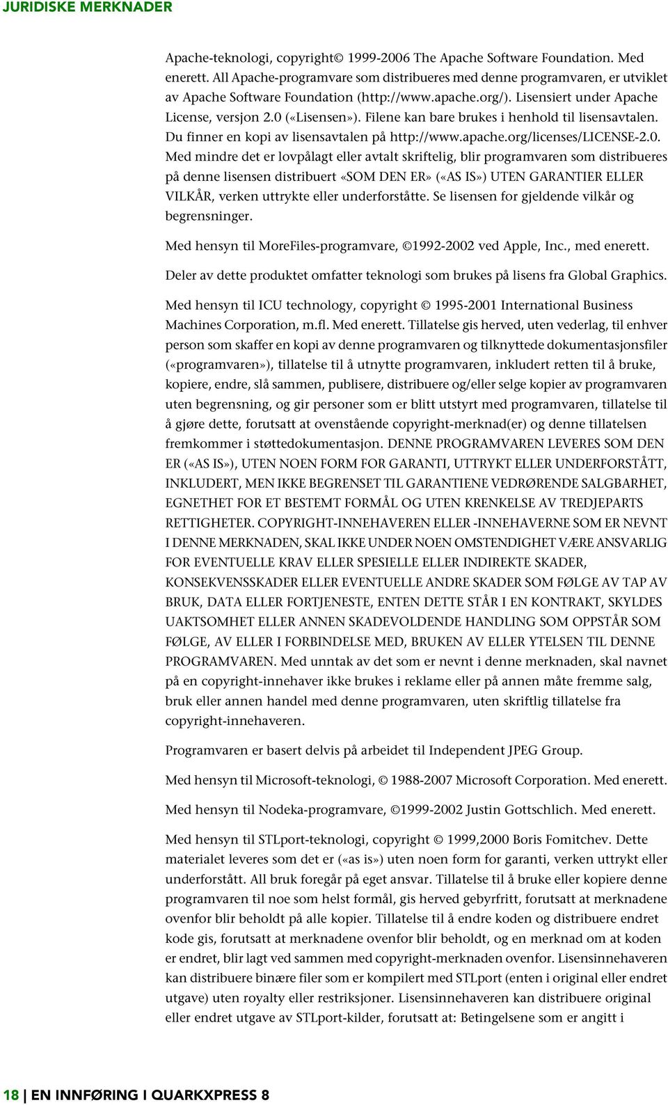 Filene kan bare brukes i henhold til lisensavtalen. Du finner en kopi av lisensavtalen på http://www.apache.org/licenses/license-2.0.