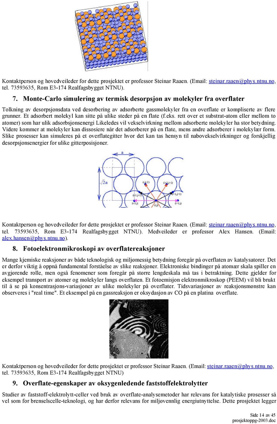 Monte-Carlo simulering av termisk desorpsjon av molekyler fra overflater Tolkning av desorpsjonsdata ved desorbering av adsorberte gassmolekyler fra en overflate er kompliserte av flere grunner.