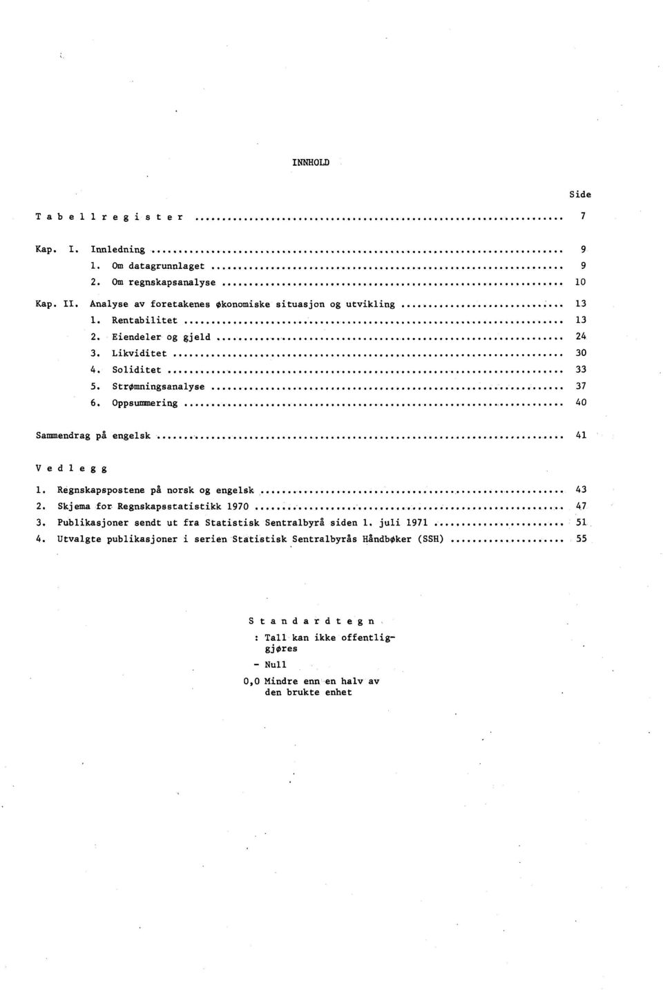 StrOmningsanalyse 37 6. Oppsummering 40 Sammendrag på engelsk 41 Vedlegg 1. Regnskapspostene på norsk og engelsk 43 2. Skjema for Regnskapsstatistikk 1970 47 3.