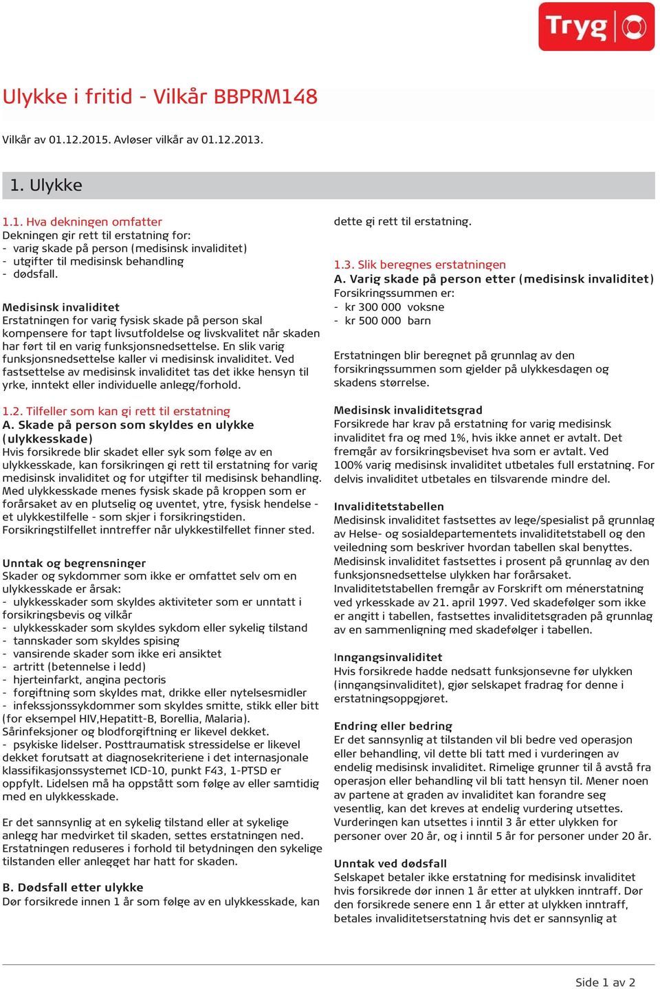 En slik varig funksjonsnedsettelse kaller vi medisinsk invaliditet. Ved fastsettelse av medisinsk invaliditet tas det ikke hensyn til yrke, inntekt eller individuelle anlegg/forhold. 1.2.