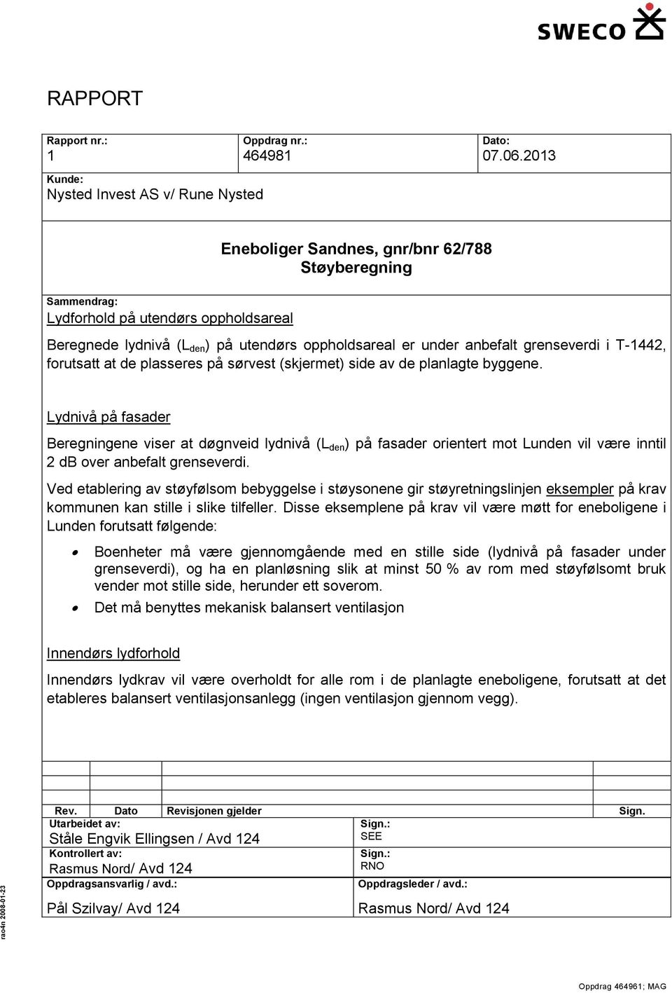 oppholdsareal er under anbefalt grenseverdi i T-1442, forutsatt at de plasseres på sørvest (skjermet) side av de planlagte byggene.