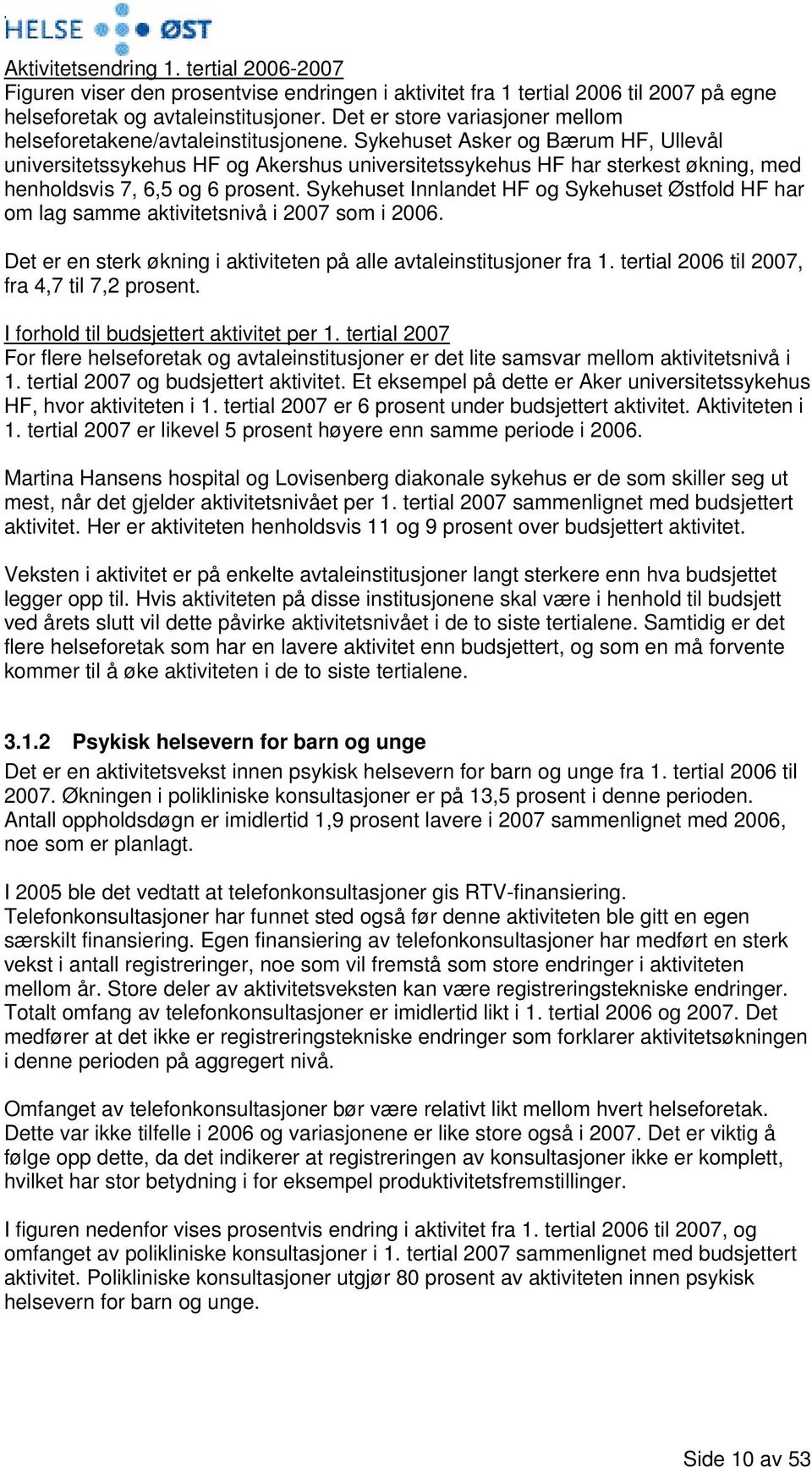 Sykehuset Asker og Bærum HF, Ullevål universitetssykehus HF og Akershus universitetssykehus HF har sterkest økning, med henholdsvis 7, 6,5 og 6 prosent.