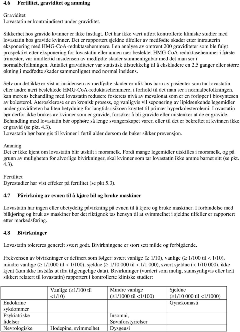 Det er rapportert sjeldne tilfeller av medfødte skader etter intrauterin eksponering med HMG-CoA-reduktasehemmere.