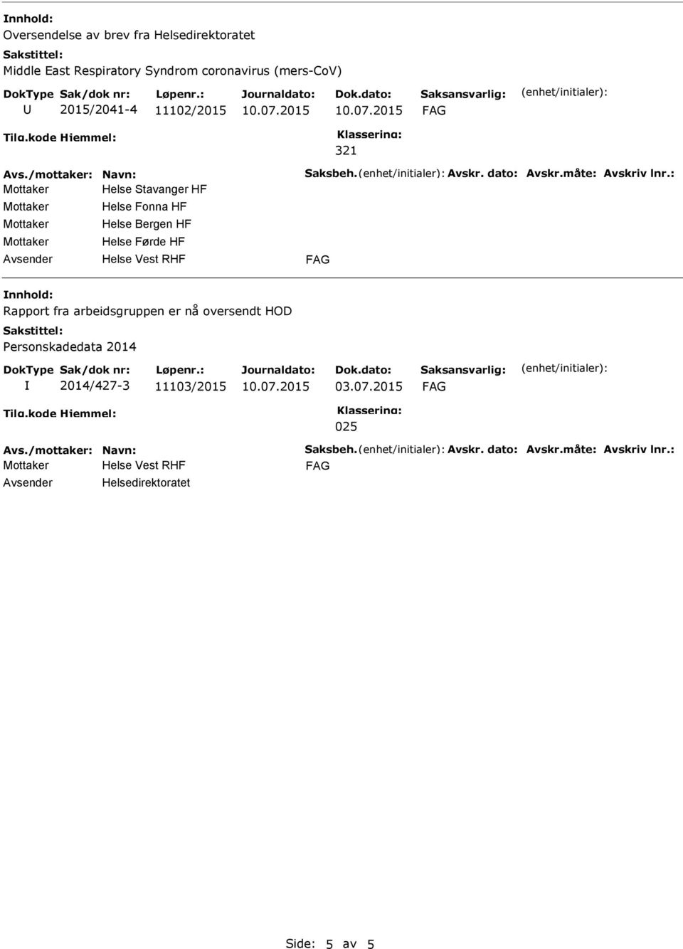 Fonna HF Helse Bergen HF Helse Førde HF Helse Vest RHF nnhold: Rapport fra