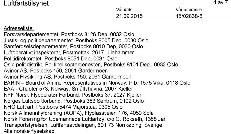 , 0032 Oslo Avinor AS, Postbo