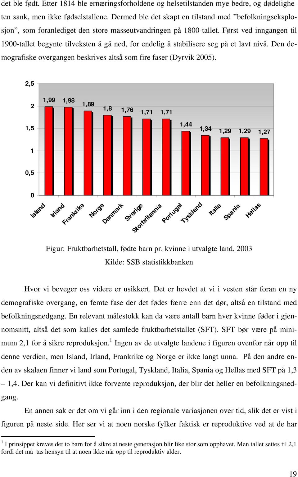 Først ved inngangen til 1900-tallet begynte tilveksten å gå ned, for endelig å stabilisere seg på et lavt nivå. Den demografiske overgangen beskrives altså som fire faser (Dyrvik 2005).