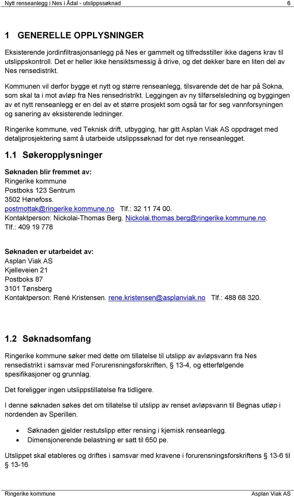 Kommunen vil derfor bygge et nytt og større renseanlegg, tilsvarende det de har på Sokna, som skal ta i mot avløp fra Nes rensedristrikt.