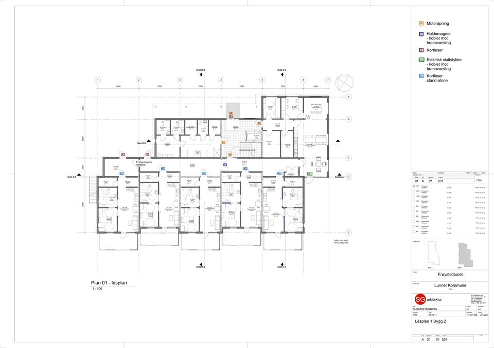 9 m² M 02.10.08 9.3 m² 6600 Snitt D-D 02.10.45 Garderobe 14.7 m² M 02.10.09 Heis 4.2 m² 02.10.07 Lager 13.3 m² 02.10.06 Lager P 9.5 m² 02.10.05 Felles stue/kjøkken 51.8 m² K K 02.10.39 Utstyr 25.