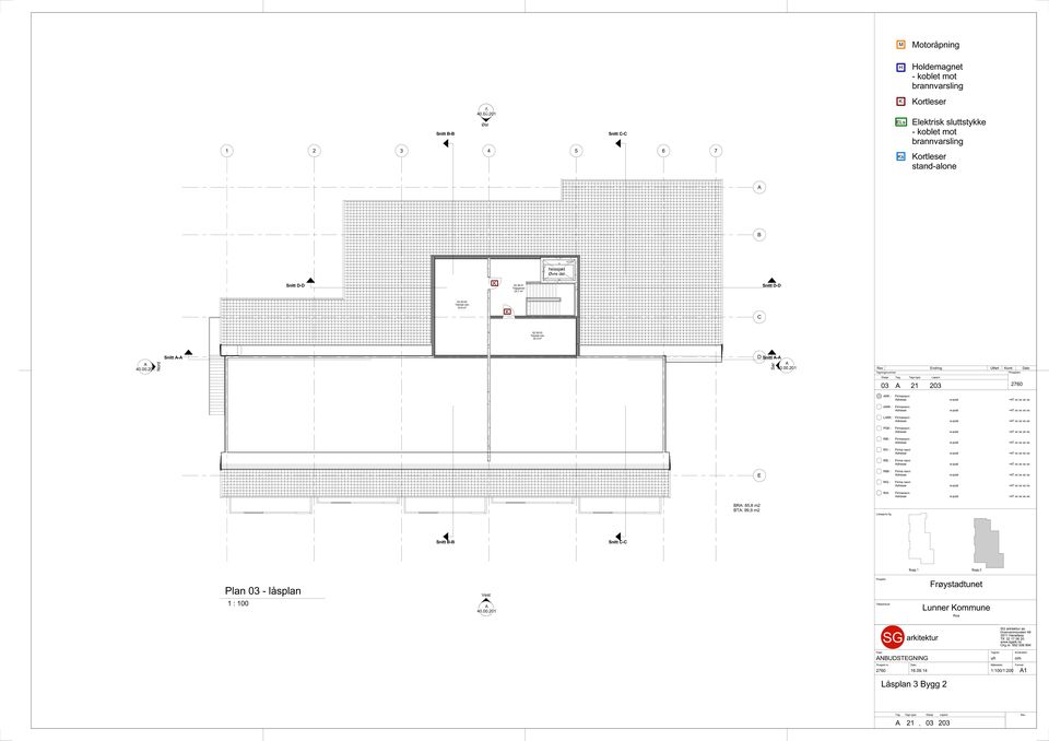 Øvre del Snitt D-D K 02.30.01 Trapper 25.7 m² Snitt D-D 02.30.02 Teknisk r 32.6 m² K C 02.30.03 Teknisk r 20.3 m² 40.00.