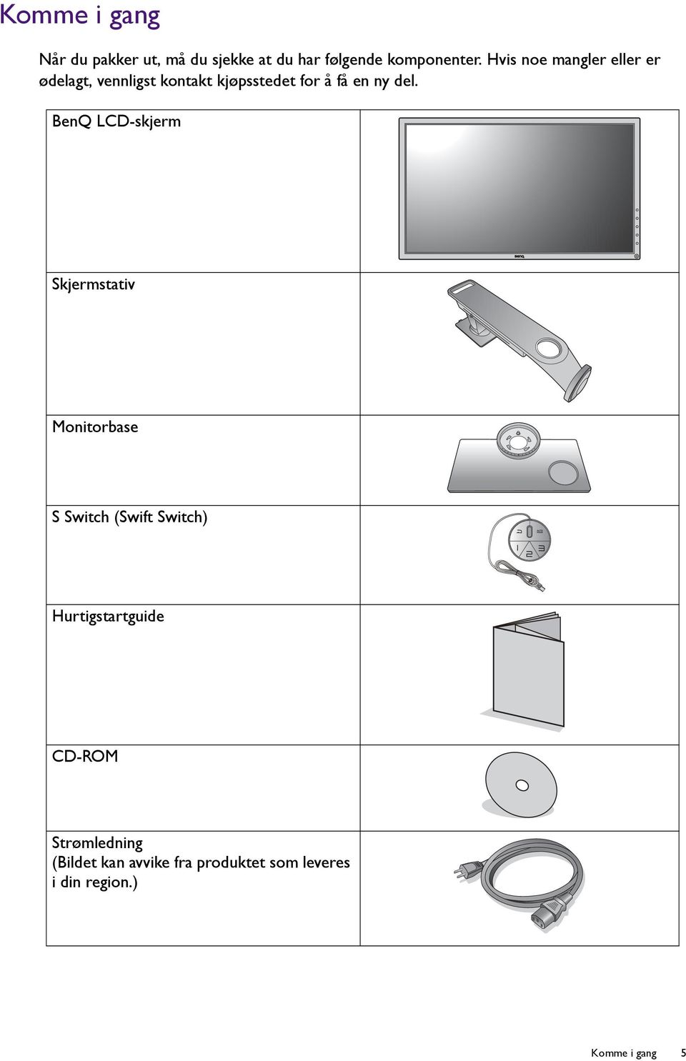 BenQ LCD-skjerm Skjermstativ Monitorbase S Switch (Swift Switch) Hurtigstartguide