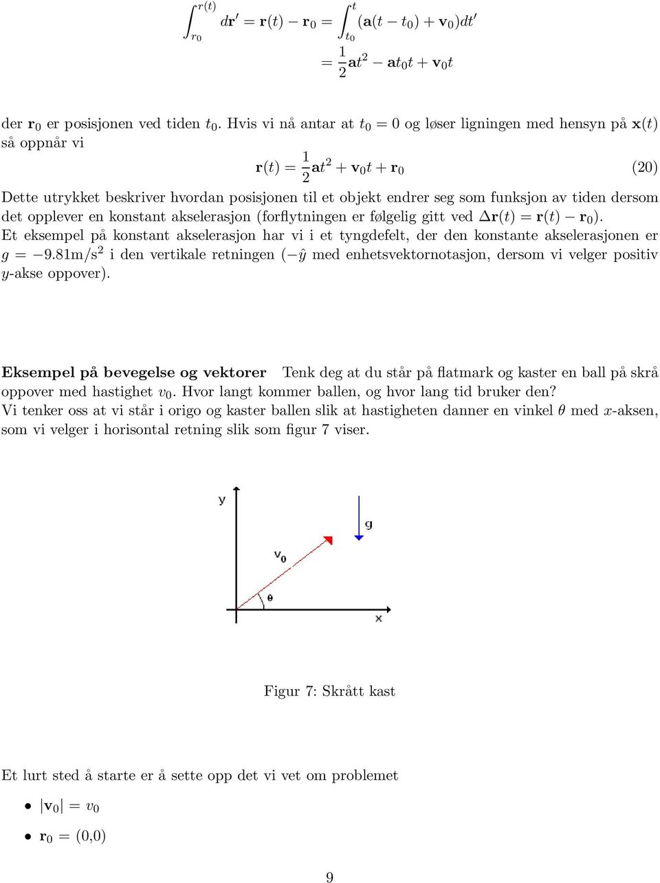 tiden dersom det opplever en konstant akselerasjon (forflytningen er følgelig gitt ved r(t) = r(t) r 0 ).