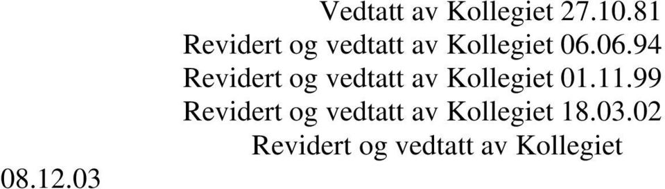 06.94 Revidert og vedtatt av Kollegiet 01.11.
