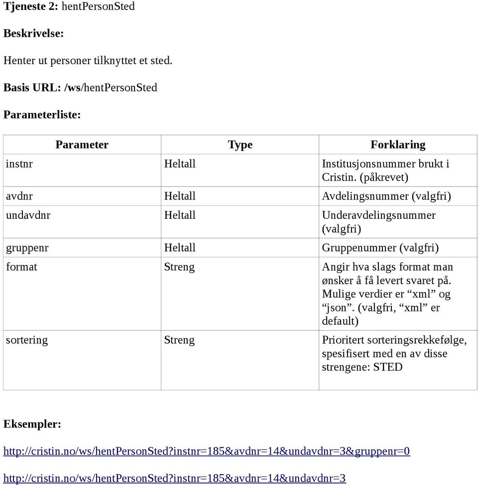 slags format man ønsker å få levert svaret på. Mulige verdier er xml og json.