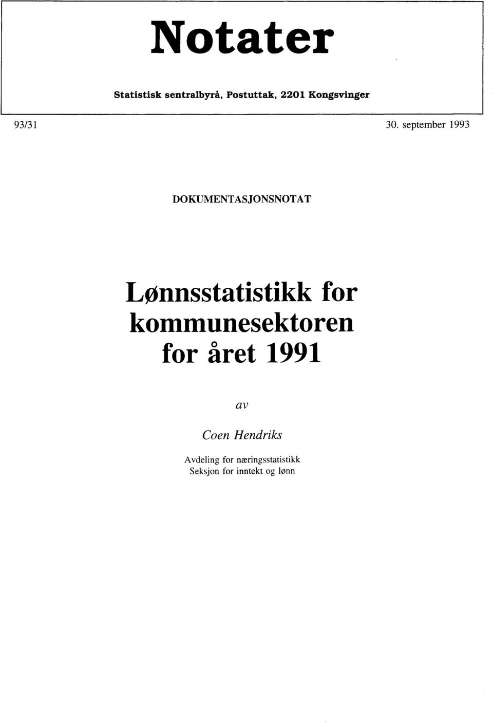 Lønnsstatistikk for kommunesektoren for