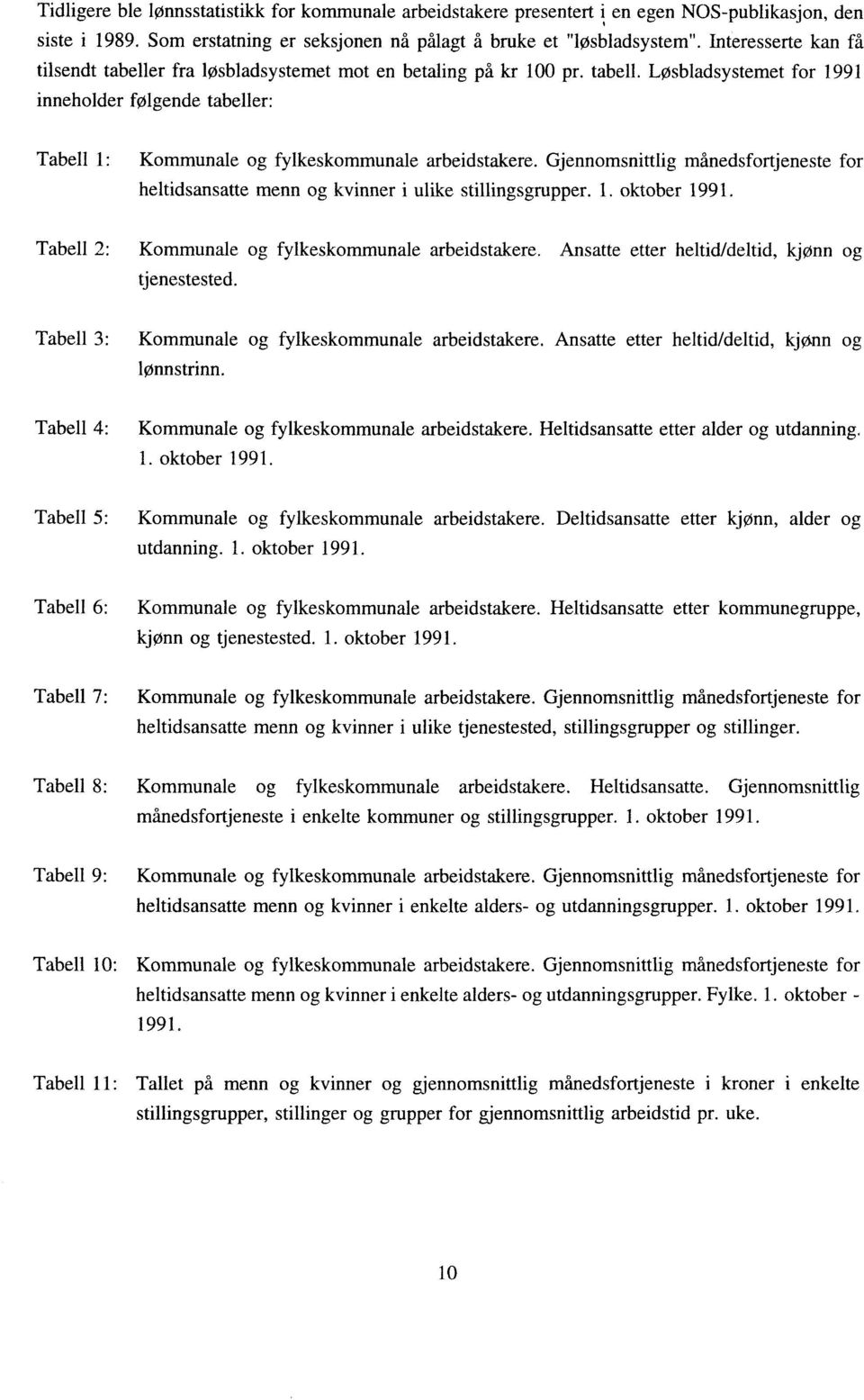 Gjennomsnittlig månedsfortjeneste for heltidsansatte menn og kvinner i ulike stillingsgrupper. 1. oktober 1991. Tabell 2: Kommunale og fylkeskommunale arbeidstakere.