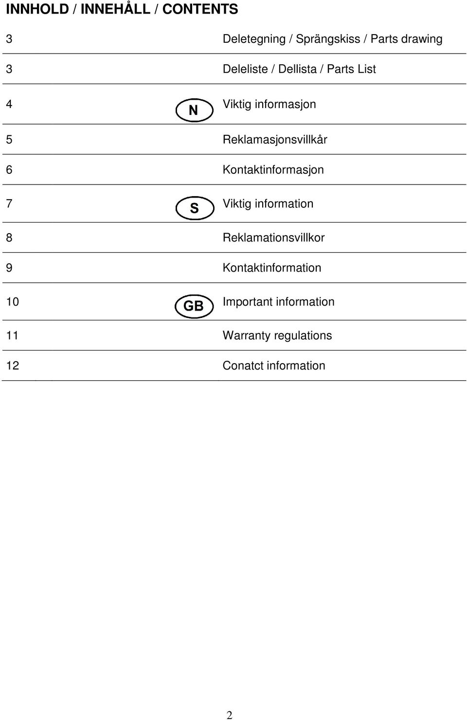 6 Kontaktinformasjon 7 Viktig information 8 Reklamationsvillkor 9