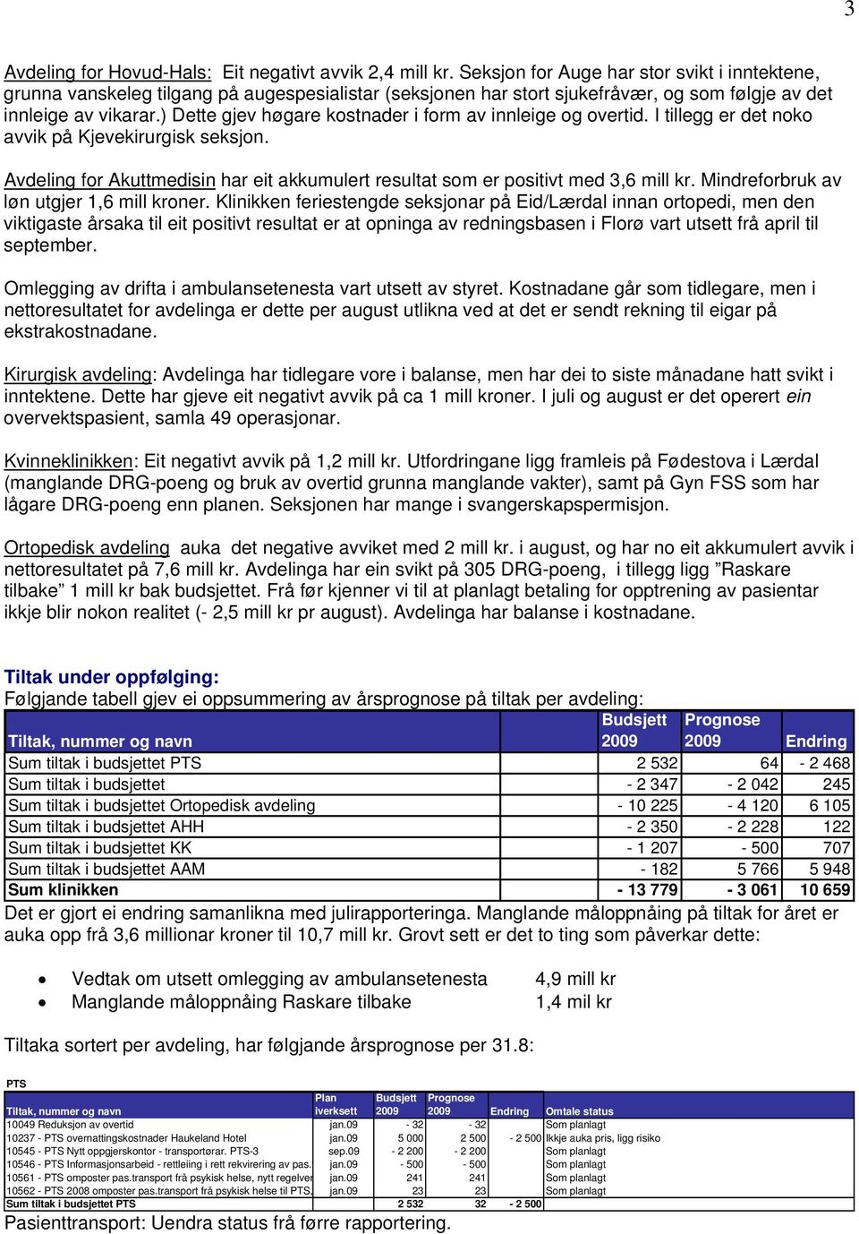 ) Dette gjev høgare kostnader i form av innleige og overtid. I tillegg er det noko avvik på Kjevekirurgisk seksjon.