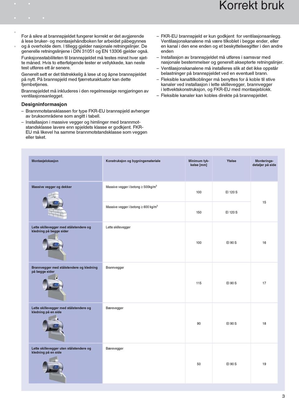 Hvis to etterfølgende tester er vellykkede, kan neste test utføres ett år senere. Generelt sett er det tilstrekkelig å løse ut og åpne brannspjeldet på nytt.