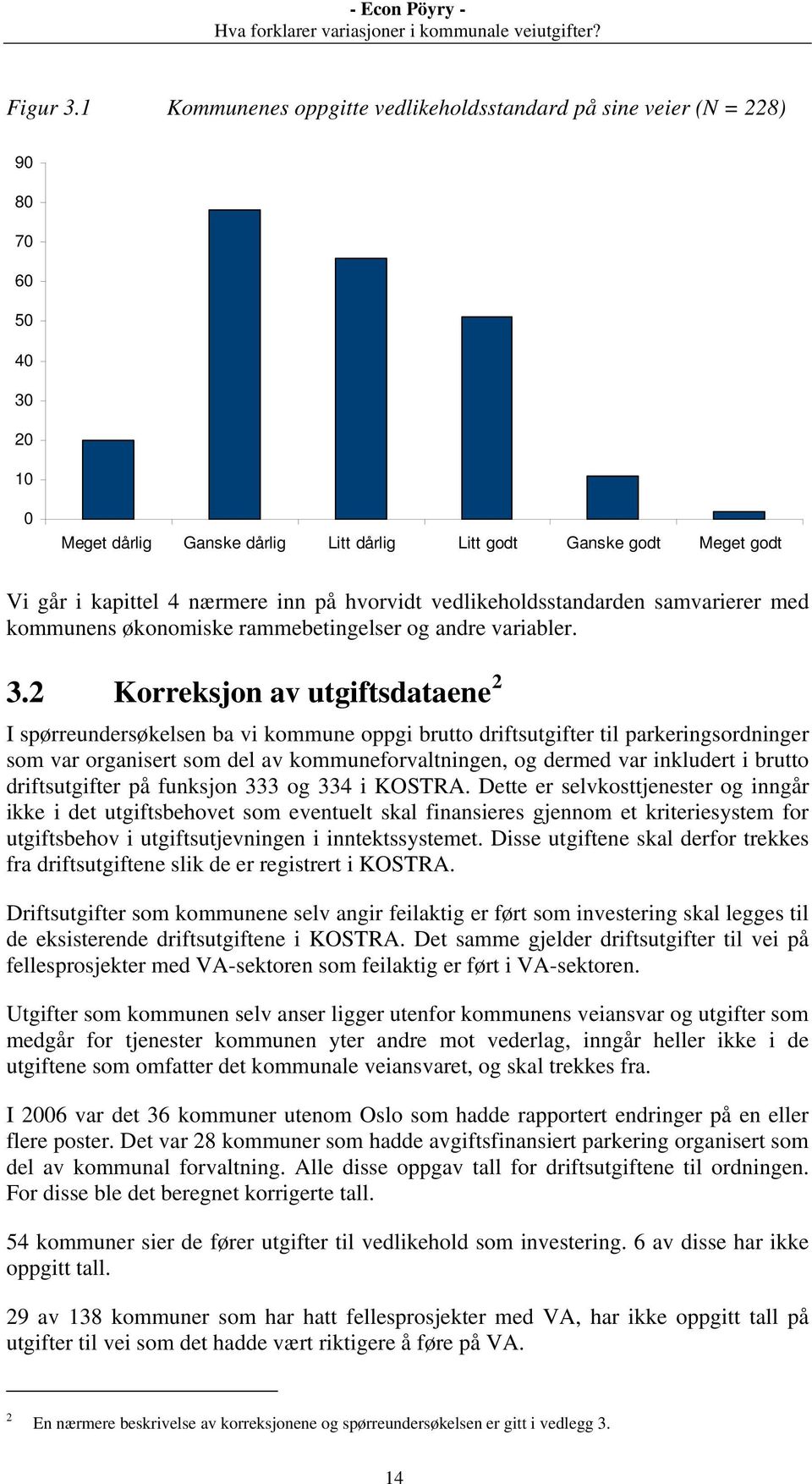 på hvorvidt vedlikeholdsstandarden samvarierer med kommunens økonomiske rammebetingelser og andre variabler. 3.