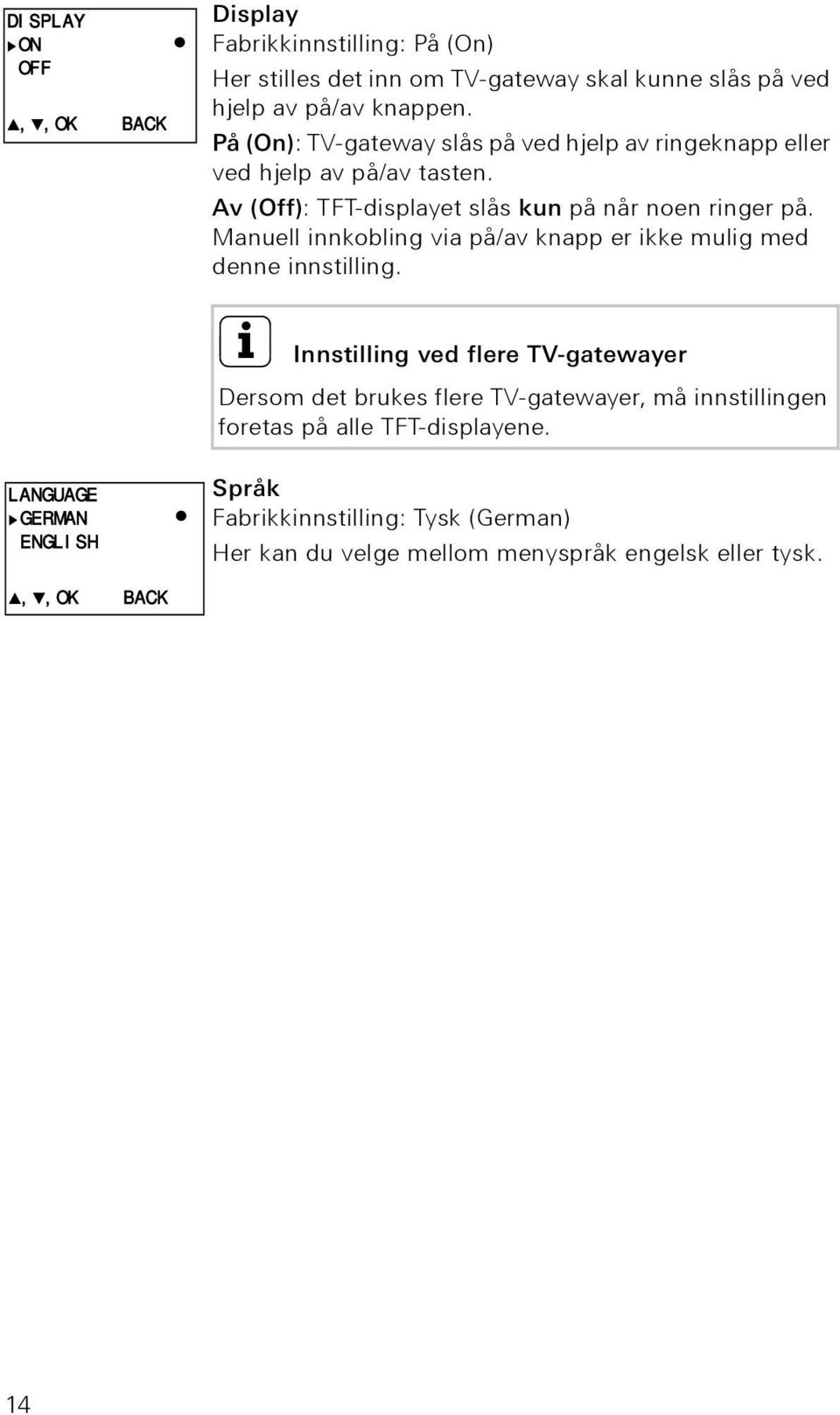 Manuell innkobling via på/av knapp er ikke mulig med denne innstilling.