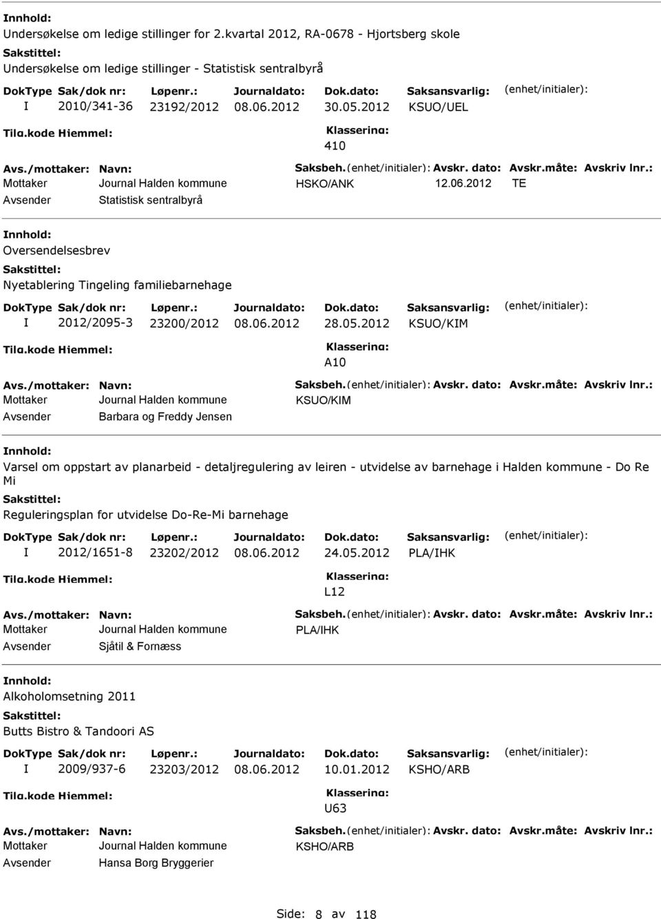 05.2012 KSUO/KM A10 Avs./mottaker: Navn: Saksbeh. Avskr. dato: Avskr.måte: Avskriv lnr.