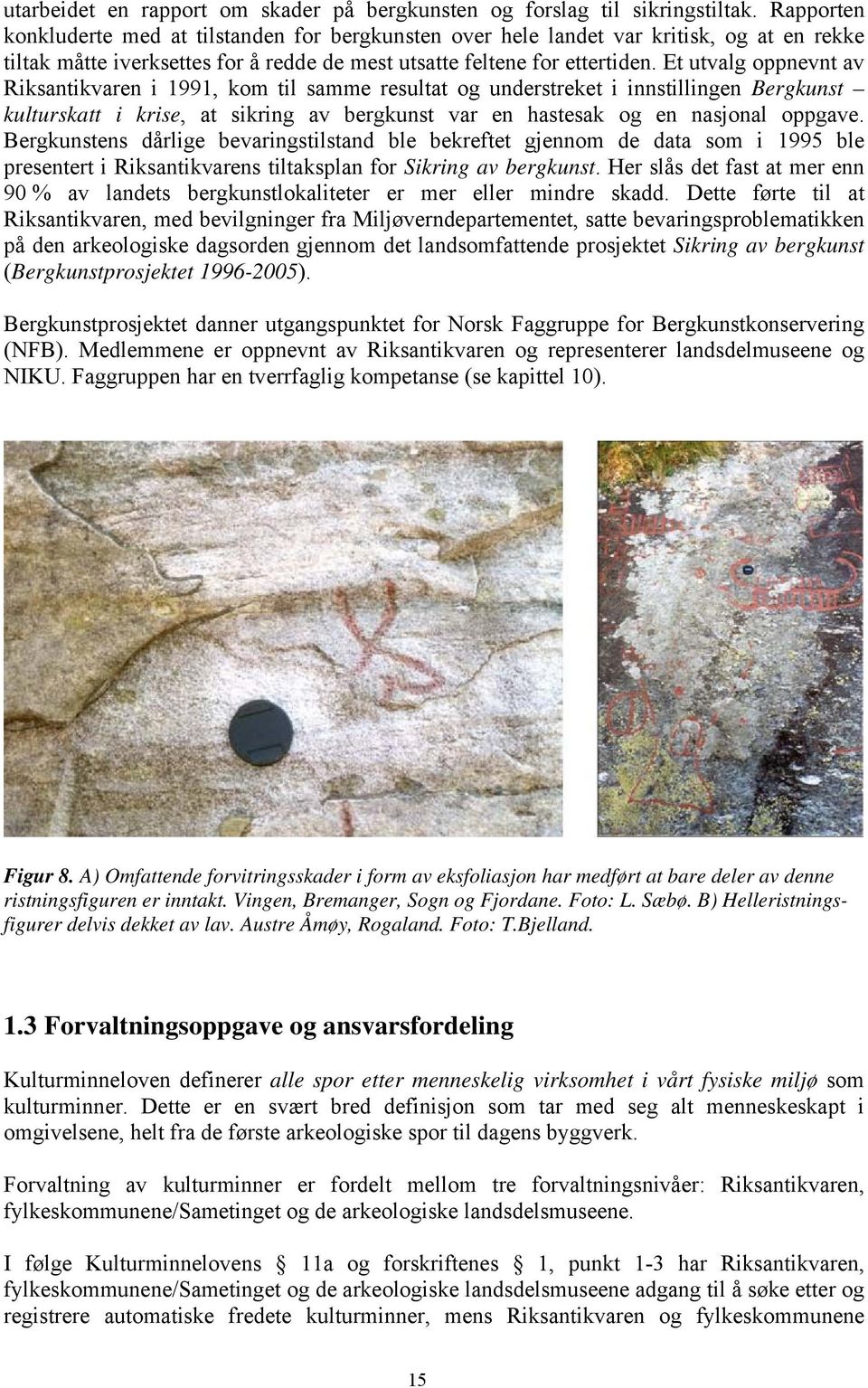 Et utvalg oppnevnt av Riksantikvaren i 1991, kom til samme resultat og understreket i innstillingen Bergkunst kulturskatt i krise, at sikring av bergkunst var en hastesak og en nasjonal oppgave.