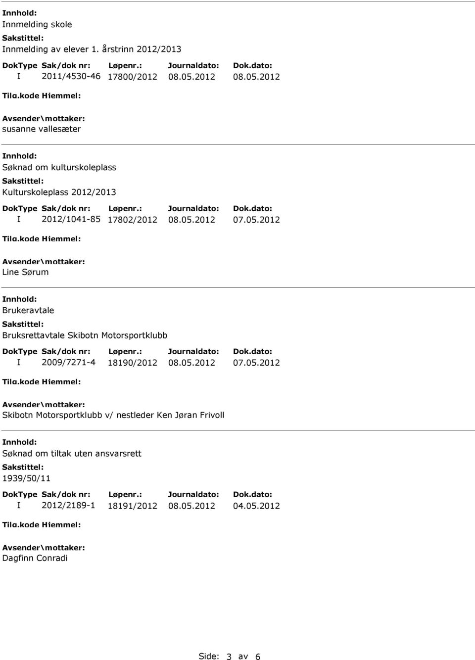 2012/2013 2012/1041-85 17802/2012 Line Sørum Brukeravtale Bruksrettavtale Skibotn Motorsportklubb