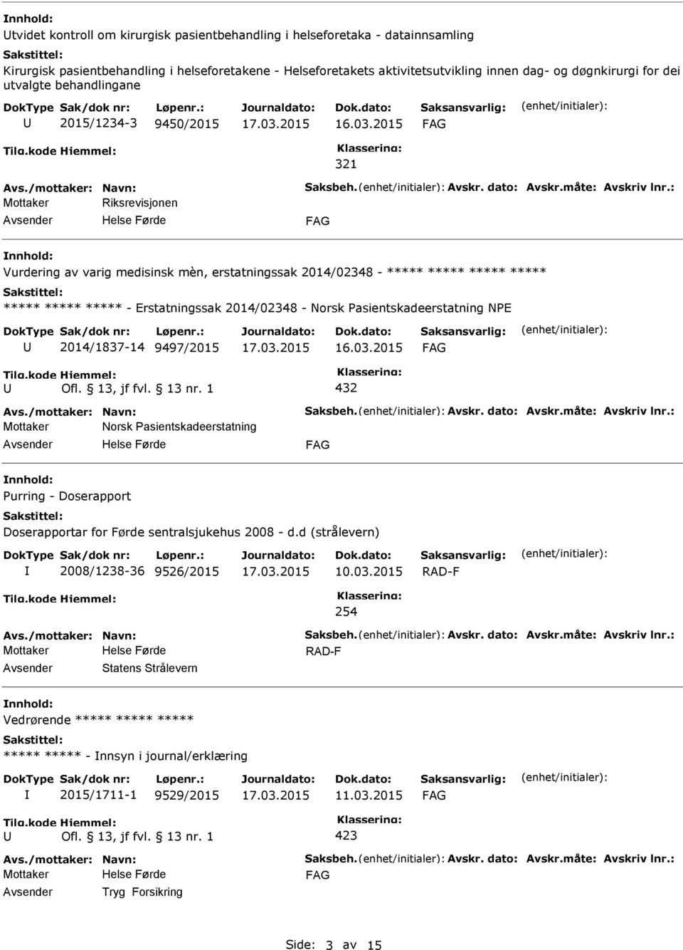 : Mottaker Riksrevisjonen Vurdering av varig medisinsk mèn, erstatningssak 2014/02348 - ***** ***** ***** ***** ***** ***** ***** - Erstatningssak 2014/02348 - Norsk asientskadeerstatning NE