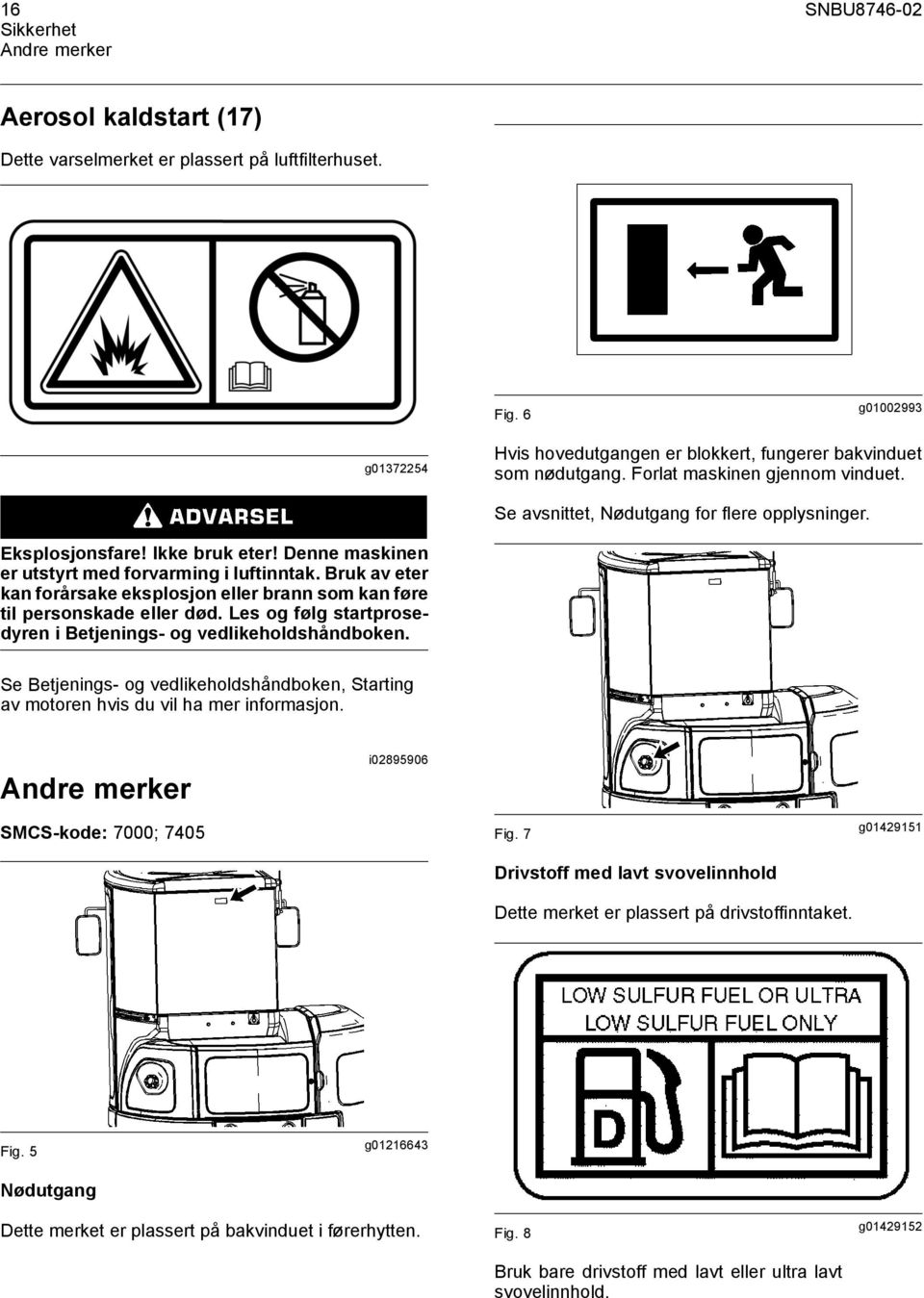 Ikke bruk eter! Denne maskinen er utstyrt med forvarming i luftinntak. Bruk av eter kan forårsake eksplosjon eller brann som kan føre til personskade eller død.