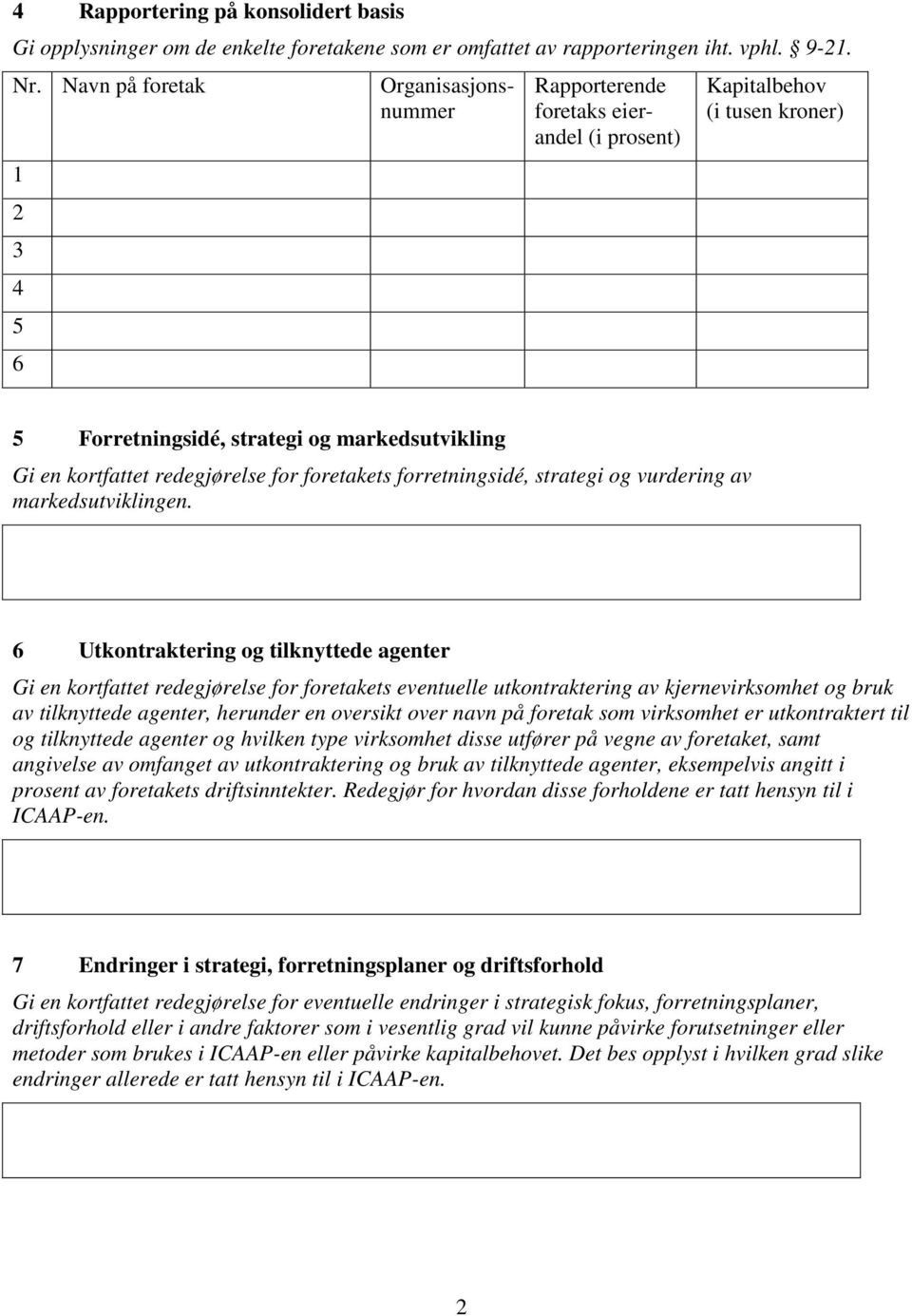 for foretakets forretningsidé, strategi og vurdering av markedsutviklingen.