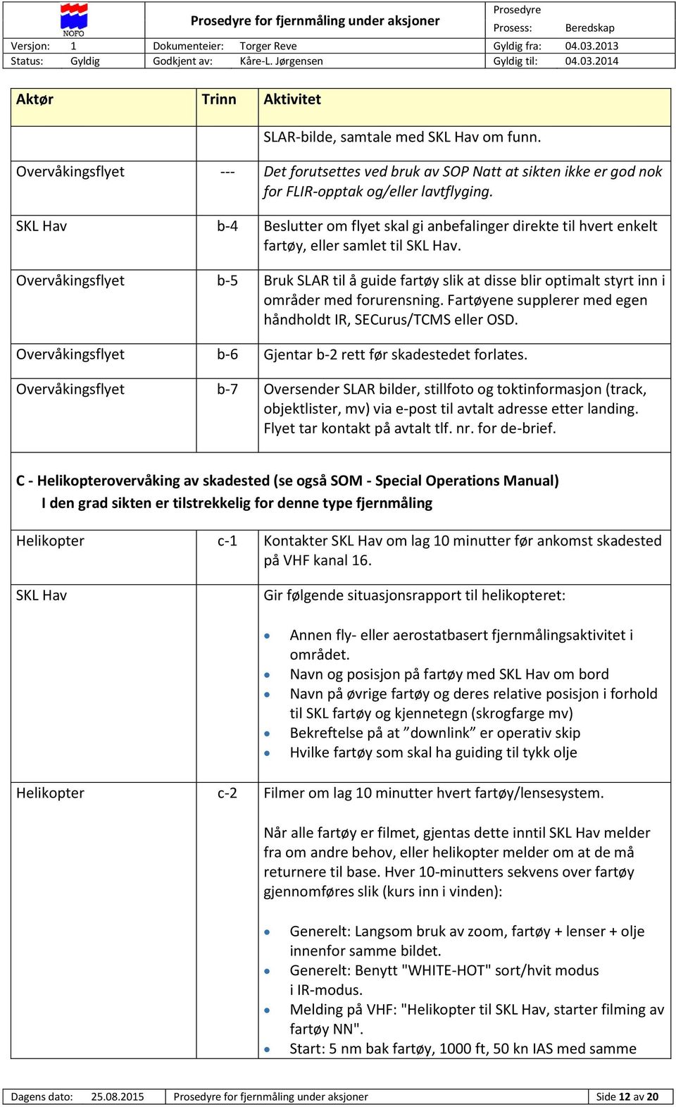 SKL Hav b-4 Beslutter om flyet skal gi anbefalinger direkte til hvert enkelt fartøy, eller samlet til SKL Hav.