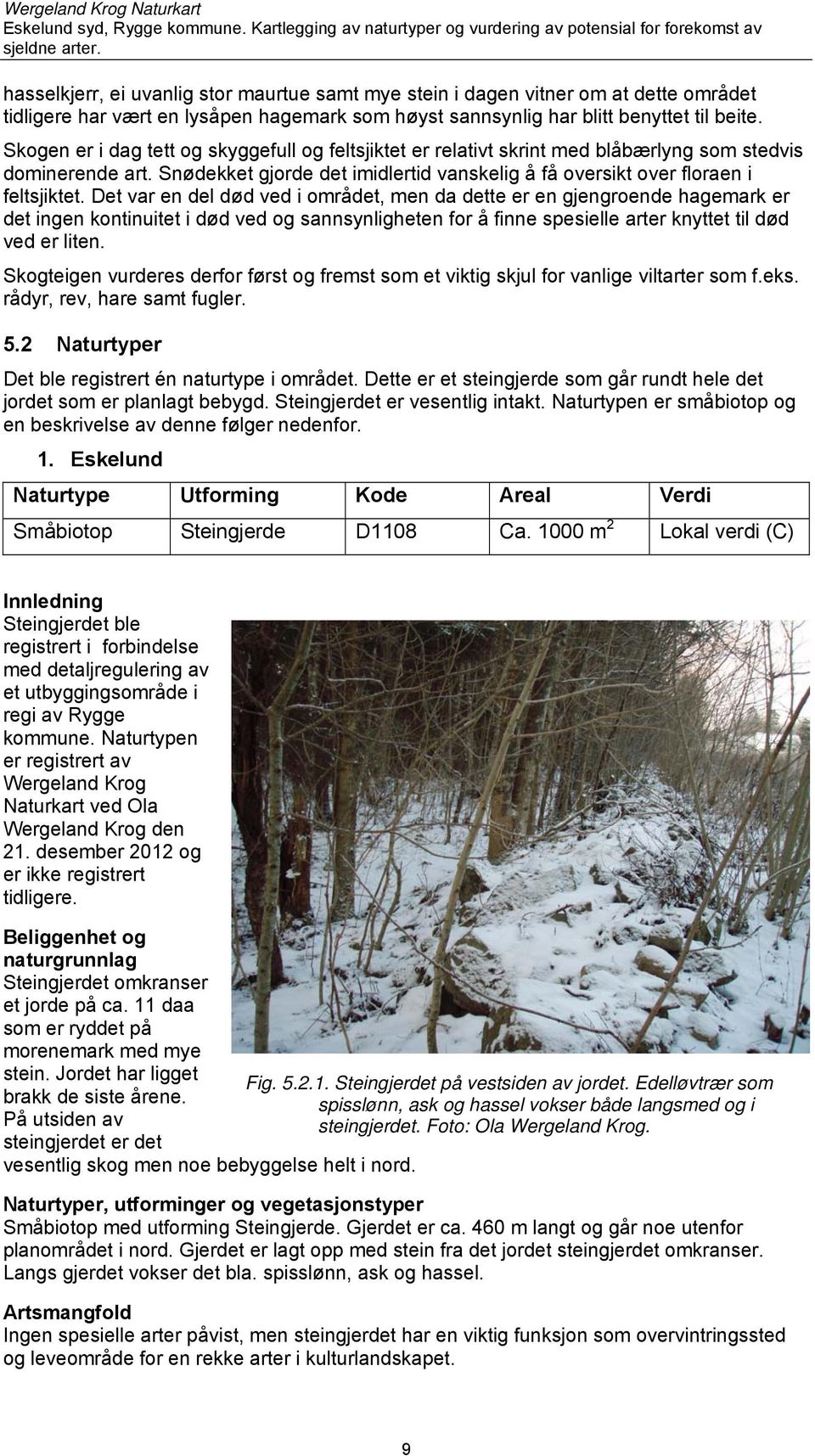 Det var en del død ved i området, men da dette er en gjengroende hagemark er det ingen kontinuitet i død ved og sannsynligheten for å finne spesielle arter knyttet til død ved er liten.