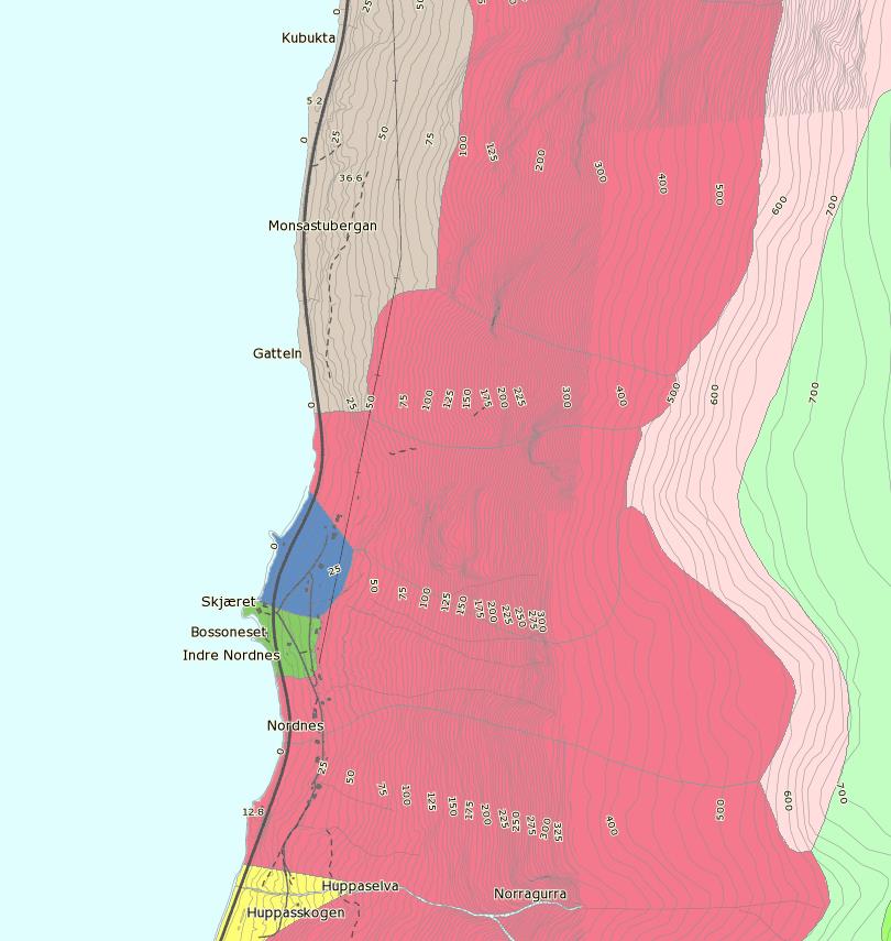 Ny veglinje og tunnel E6-Indre Nordnes-Skardalen Tegning V12: Geo-