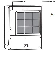 PLASSERE FILTER 1. Fjern dekselet bak med å dra med og løfte opp og ut 2. For å installere filteret må du fjerne vinduet og løfte dette bort. Legg så filtere på plass og lukk 3.