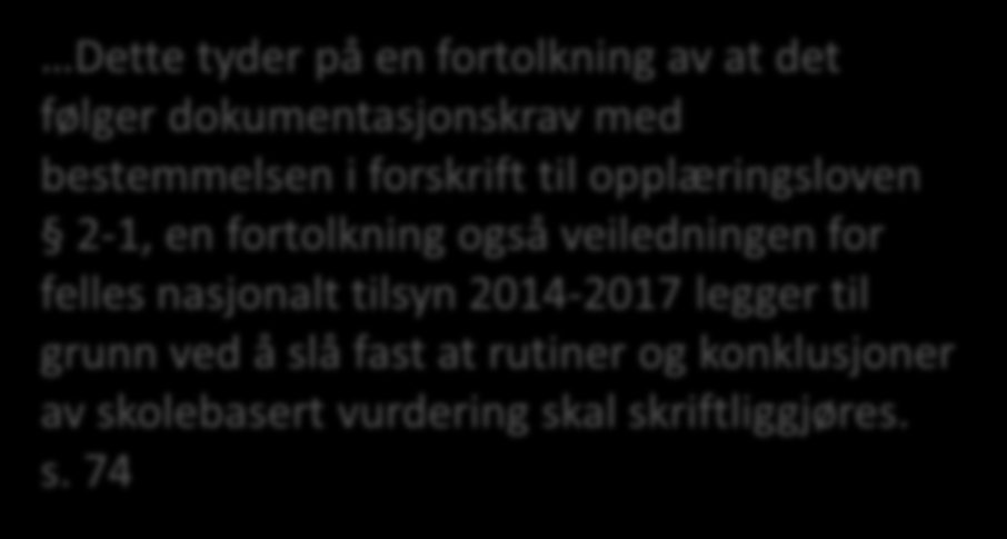 Skolen skal jamleg vurdere i kva grad organiseringa, tilrettelegginga og gjennomføringa av opplæringa medverkar til å nå dei måla som er fastsette i Læreplanverket for Kunnskapsløftet.