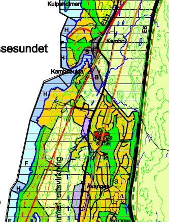 OMRÅDEBESKRIVELSE De aktuelle områdene er definert som omformings- /utviklingsområder med arealformål framtidig kombinert bebyggelse og anlegg, vist med hvit og brun skravur i kartet.