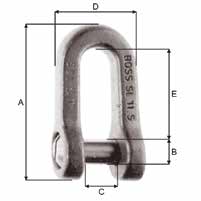 Sjakler / Shackles Sjakler / Shackles GREENPIN D-SJAKKEL, FIRKANT D-SJAKKEL, BOSS SL Greenpin shacle, D, with square headed pin D-shacle, Boss SL Material : bow and pin high tensile steel, Grade 6,