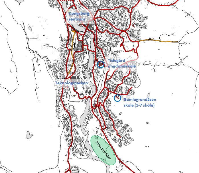 TRAFIKKANALYSE KRYSSLØSNING BINGEPLASSEN 3/19 2 Dagens situasjon 2.1 Trafikkmengde ÅDT på fylkesveien er hentet fra Nasjonal Vegdatabank (NVDB) og er oppgitt å være 7800.